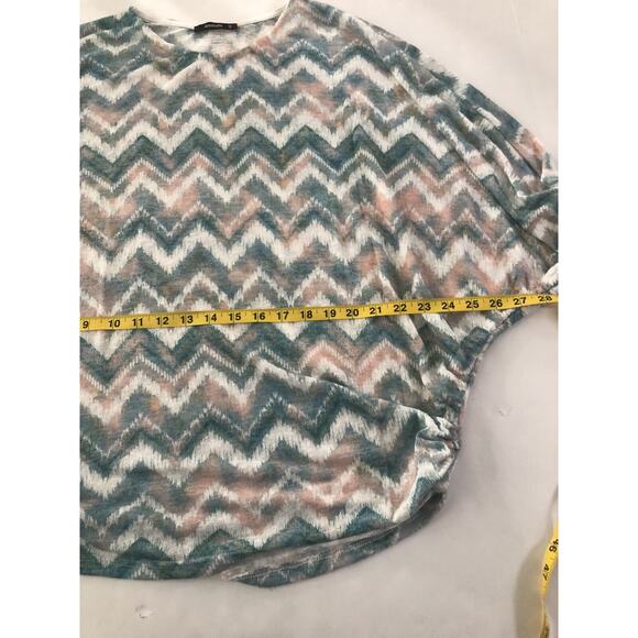 Annabelle Small Dolman Sleeve Tunic Chevron Stripe Top Cinched Oversized #4998 - Picture 8 of 9